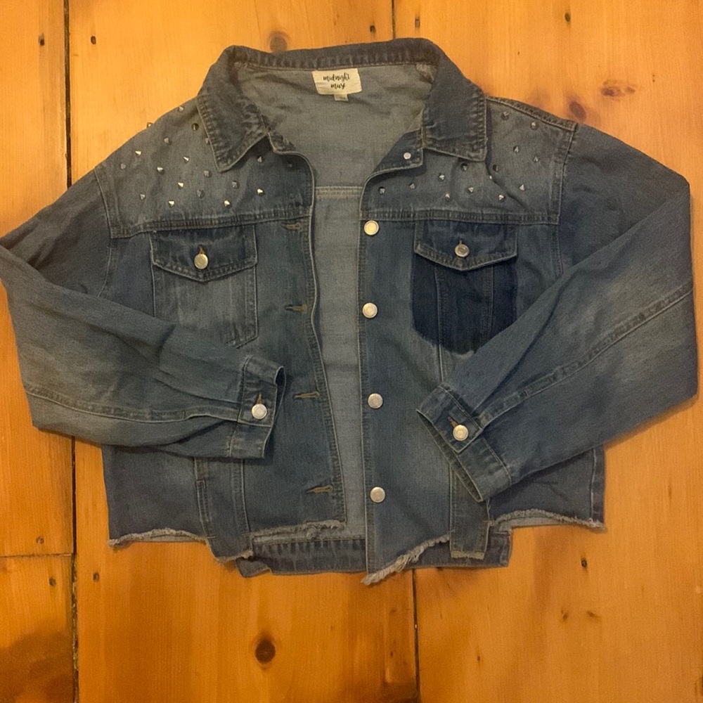 Midnight Muse Distressed & Studded Jean Jacket